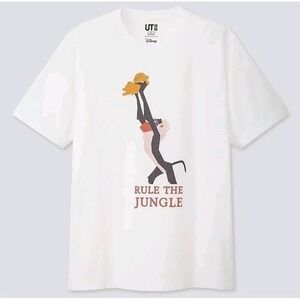Disney Uniqlo Lion King T-Shirt White Rule The Jungle Men's XXL Graphic Print